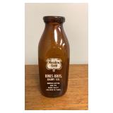 Vintage Amber Glass Advertising Milk Bottle