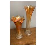 2 Large Carnival Glass Vases
