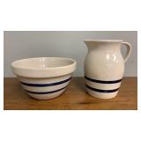 Vintage Crock Pitcher & Bowl