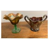 2pc Vintage Carnival Glass