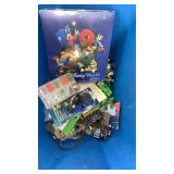 Blue Tote with Lid & Contents