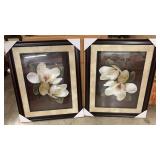 2 pc Framed Magnolia Art