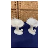 Pair Fenton Silver-crest Capricorn