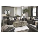 Ashley 326 Lawthorne Slate LEATHER Sofa & Love