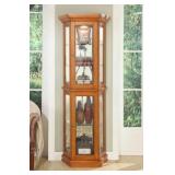 JGW Solid Wood Oak Lighted Curio