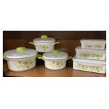 12 pc Green Floral Microwave Cookware