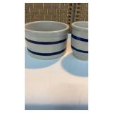 (2) Blue Striped Pottery Roseville, Ohio