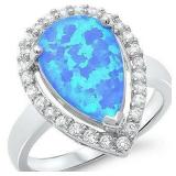 Large Pear Cut Blue Opal Designer Ring