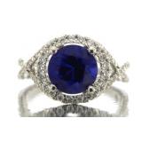 14kt Gold 3.15 ct Sapphire & Diamond Ring