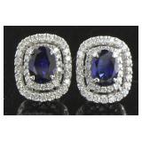 14kt Gold 3.30 ct Oval Sapphire & Diamond Earrings