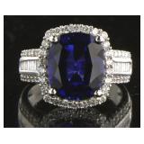 14kt Gold 7.78 ct Cushion Sapphire & Diamond Ring