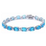 Beautiful 13.50 ct Oval Blue Topaz Tennis Bracelet