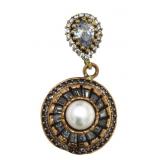 Rose Toned Pearl & White Topaz Baguette Pendant