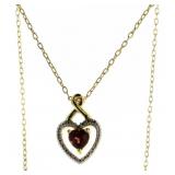 Genuine Garnet & Diamond Accent Heart Pendant