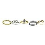 Lot of 5 Sterling Silver Assorted Bands/Rings