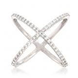 Modern White Topaz "X" Ring