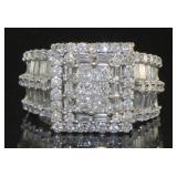14kt Gold Emerald Quad Cut 3.00 ct Diamond Ring