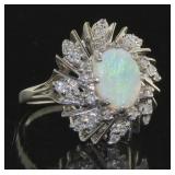 14kt Gold Antique Opal & Diamond Estate Ring