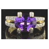 14kt Gold 4.52 ct Amethyst & Diamond Ring