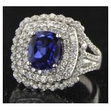 14K White Gold 5.35 ct Sapphire & Diamond Ring