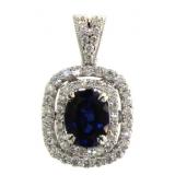 14kt Gold 3.34 ct Oval Sapphire & Diamond Pendant