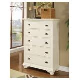 Elements Large Brook White Highboy Chest