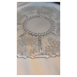 14" Etched Glass Estate Cake Plate