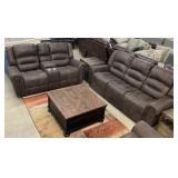 PRI Pulaski DBL REC Sofa & REC Glider Love Seat