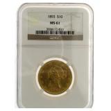 1893 MS61 Liberty Head $10 Gold Eagle