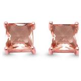 Princess Cut 3.00 ct Morganite Earrings