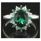 Oval 2.66 ct Emerald & White Topaz Cocktail Ring