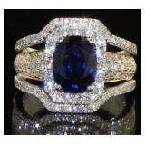 14kt White & Yellow Gold 4.13 ct Sapphire Ring