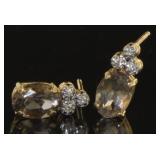 10kt Gold Natural Topaz & Diamond Earrings