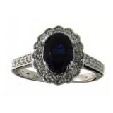 14K Gold 2.20 ct Sapphire & Diamond Ring