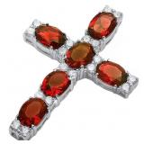 Gorgeous 6.00 ct Large Garnet Cross Pendant