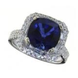 14kt Gold 6.86 ct Sapphire & Diamond Ring