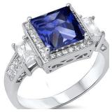 Princess Cut Tanzanite & White Topaz Ring