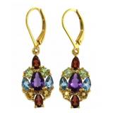 Genuine 4.88 ct Gemstone Dangle Earrings