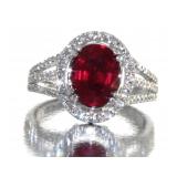 14kt Gold Oval 3.00 ct Ruby & Diamond Ring