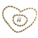 Freshwater Pearl Earrings, Bracelet & Necklace Set