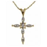 14kt Gold 1/4 ct Diamond Cross Necklace