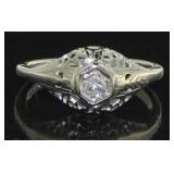 14kt Gold Antique Diamond Solitaire Ring