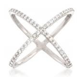 Modern White Topaz "X" Ring