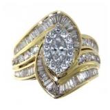 14kt Gold Marquise 2.00 ct Large Diamond Ring