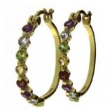 Natural 2.00 ct Gemstone Hoop Earrings