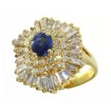 14kt Gold Natural 3.90 ct Sapphire & Diamond Ring