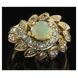 10kt Gold Antique Opal & Diamond Estate Ring