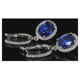 18kt Gold Natural 3.50 ct Sapphire-Diamond Earring