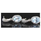 Genuine Blue Topaz & Diamond Dangle Earrings