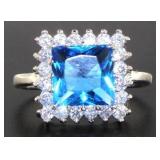 Princess Cut 3.50 ct Blue Topaz Designer Ring